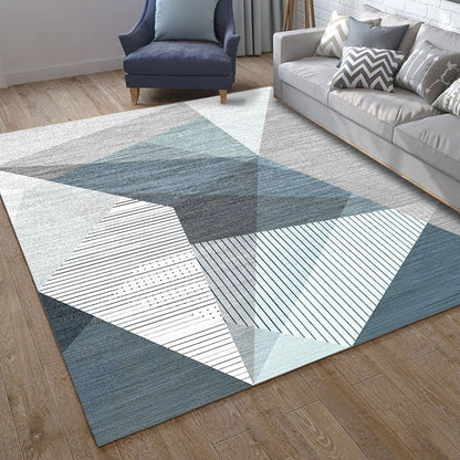 Rynx | Classic Geo Print Rug Multi Colored Polyster Area Rug Anti-Slip Backing Pet Friendly Washable Carpet for Parlor