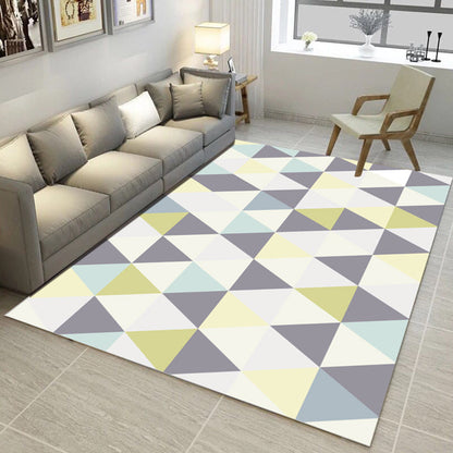 Rynx | Multi Color Nordic Rug Polyster Geo Printed Area Rug Non-Slip Backing Pet Friendly Easy Care Rug for Parlor