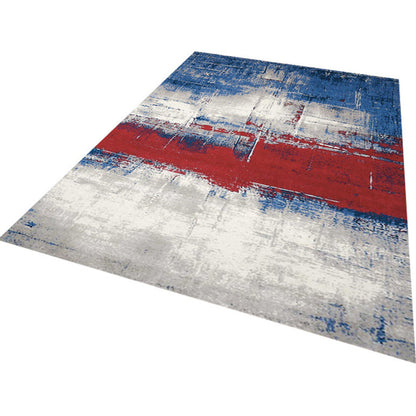 Rynx | Multi Color Nordic Rug Polyster Geo Printed Area Rug Non-Slip Backing Pet Friendly Easy Care Rug for Parlor