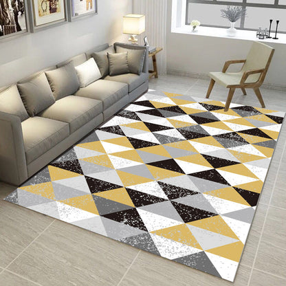 Rynx | Multi Color Nordic Rug Polyster Geo Printed Area Rug Non-Slip Backing Pet Friendly Easy Care Rug for Parlor