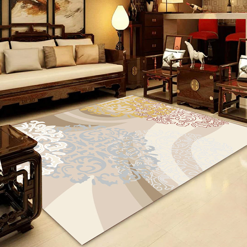 Rynx | Multi Color Nordic Rug Polyster Geo Printed Area Rug Non-Slip Backing Pet Friendly Easy Care Rug for Parlor