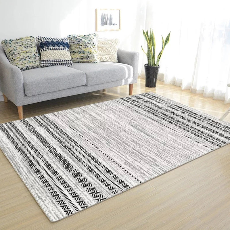 Rynx | Multi Color Nordic Rug Polyster Geo Printed Area Rug Non-Slip Backing Pet Friendly Easy Care Rug for Parlor