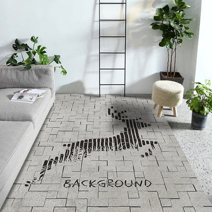 Rynx | Multi Color Nordic Rug Polyster Geo Printed Area Rug Non-Slip Backing Pet Friendly Easy Care Rug for Parlor