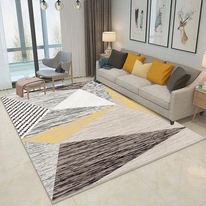 Rynx | Multi Color Nordic Rug Polyster Geo Printed Area Rug Non-Slip Backing Pet Friendly Easy Care Rug for Parlor