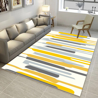 Rynx | Multi Color Nordic Rug Polyster Geo Printed Area Rug Non-Slip Backing Pet Friendly Easy Care Rug for Parlor