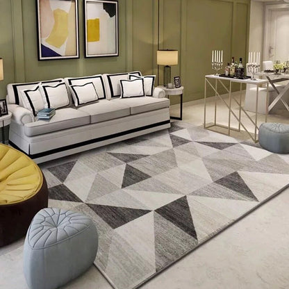 Rynx | Multi Color Nordic Rug Polyster Geo Printed Area Rug Non-Slip Backing Pet Friendly Easy Care Rug for Parlor