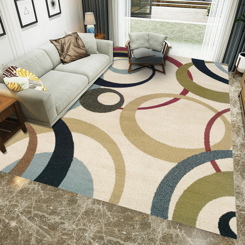 Rynx | Multi Color Nordic Rug Polyster Geo Printed Area Rug Non-Slip Backing Pet Friendly Easy Care Rug for Parlor