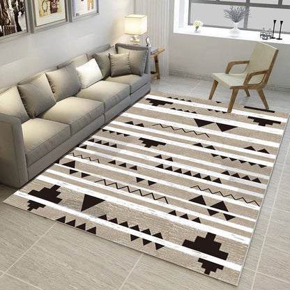 Rynx | Multi Color Nordic Rug Polyster Geo Printed Area Rug Non-Slip Backing Pet Friendly Easy Care Rug for Parlor