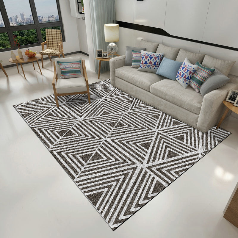 Rynx | Classic Multi Color Geo Rug Polyster Glam Area Rug Non-Slip Backing Pet Friendly Carpet for Parlor