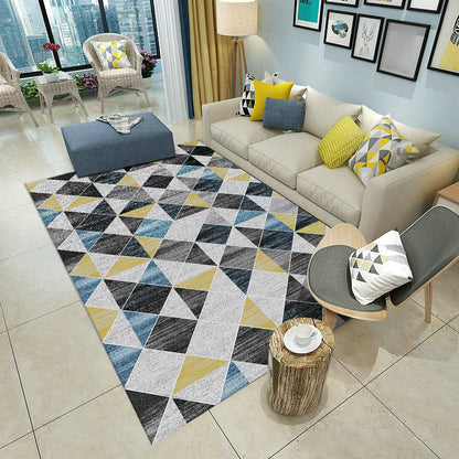 Rynx | Classic Multi Color Geo Rug Polyster Glam Area Rug Non-Slip Backing Pet Friendly Carpet for Parlor