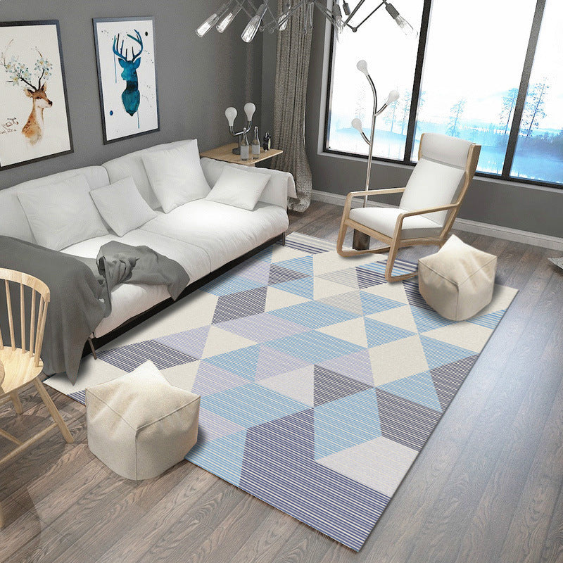 Rynx | Classic Multi Color Geo Rug Polyster Glam Area Rug Non-Slip Backing Pet Friendly Carpet for Parlor