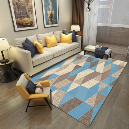 Rynx | Classic Multi Color Geo Rug Polyster Glam Area Rug Non-Slip Backing Pet Friendly Carpet for Parlor