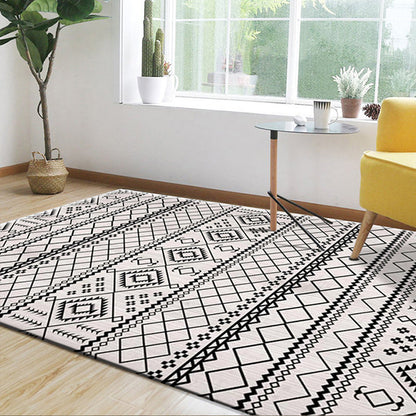 Rynx | Classic Multi Color Geo Rug Polyster Glam Area Rug Non-Slip Backing Pet Friendly Carpet for Parlor
