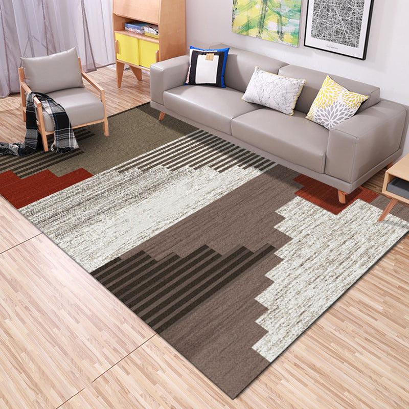 Rynx | Classic Multi Color Geo Rug Polyster Glam Area Rug Non-Slip Backing Pet Friendly Carpet for Parlor