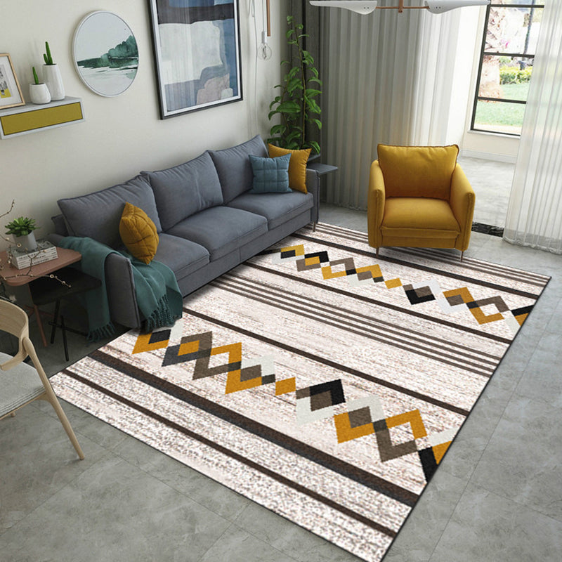 Rynx | Classic Multi Color Geo Rug Polyster Glam Area Rug Non-Slip Backing Pet Friendly Carpet for Parlor