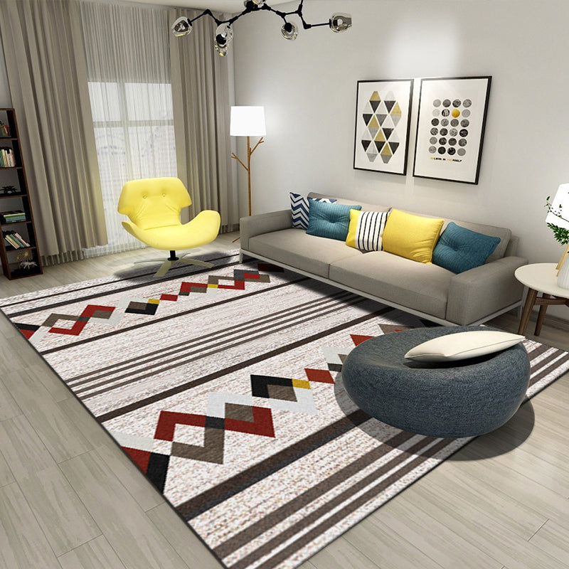 Rynx | Classic Multi Color Geo Rug Polyster Glam Area Rug Non-Slip Backing Pet Friendly Carpet for Parlor