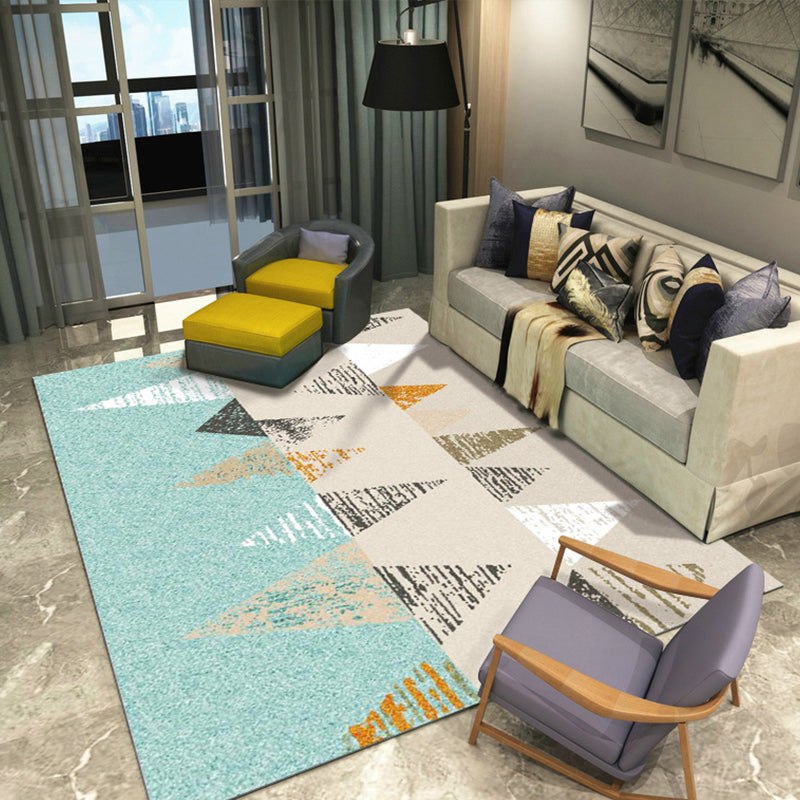 Rynx | Classic Multi Color Geo Rug Polyster Glam Area Rug Non-Slip Backing Pet Friendly Carpet for Parlor
