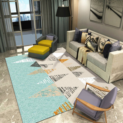 Rynx | Classic Multi Color Geo Rug Polyster Glam Area Rug Non-Slip Backing Pet Friendly Carpet for Parlor