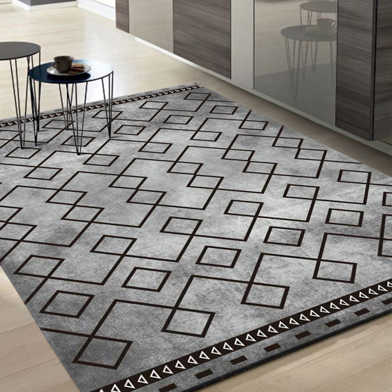 Rynx | Classic Multi Color Geo Rug Polyster Glam Area Rug Non-Slip Backing Pet Friendly Carpet for Parlor