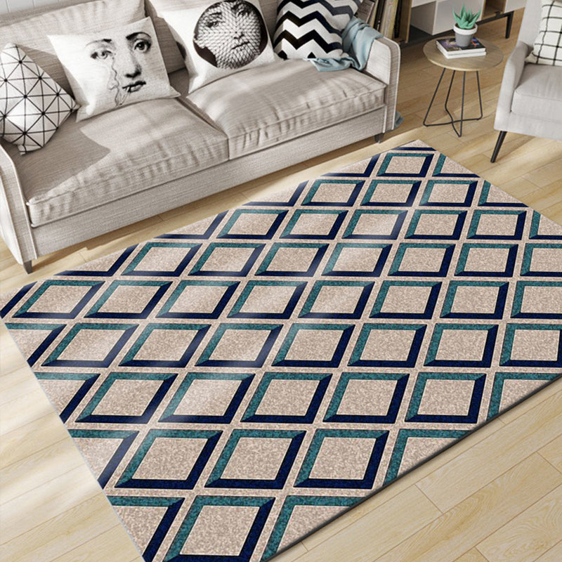 Rynx | Classic Multi Color Geo Rug Polyster Glam Area Rug Non-Slip Backing Pet Friendly Carpet for Parlor