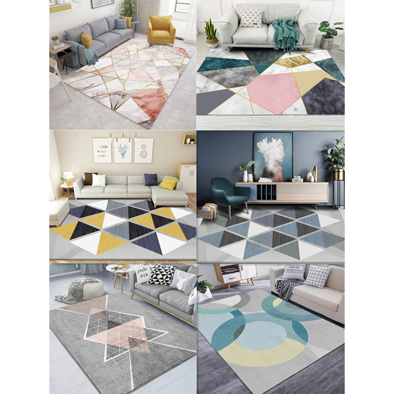 Rynx | Creative Home Decoration Rug Multi Color Geometric Print Area Rug Polypropylene Anti-Slip Easy Care Carpet