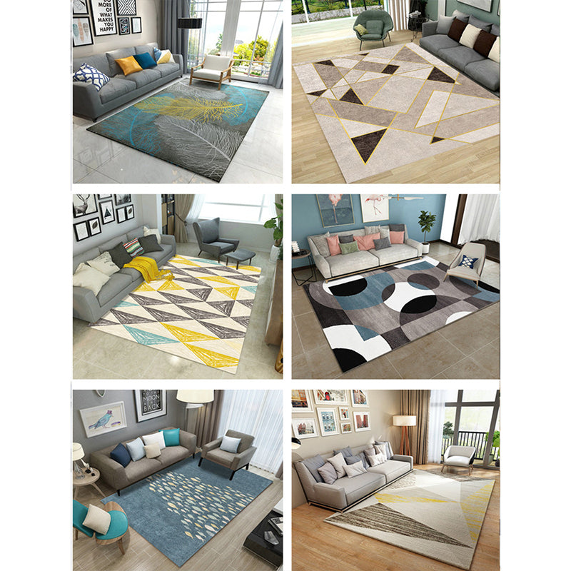 Rynx | Creative Home Decoration Rug Multi Color Geometric Print Area Rug Polypropylene Anti-Slip Easy Care Carpet