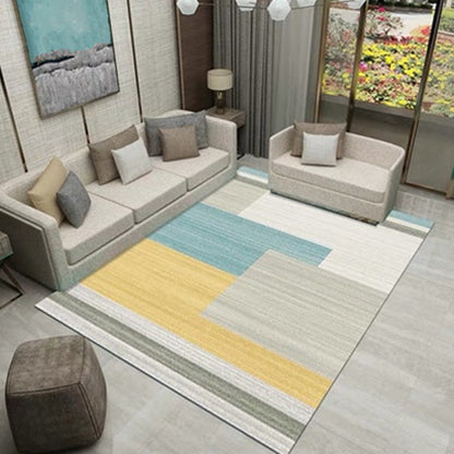 Rynx | Creative Home Decoration Rug Multi Color Geometric Print Area Rug Polypropylene Anti-Slip Easy Care Carpet