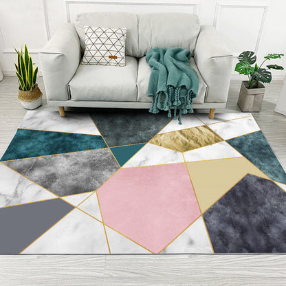 Rynx | Creative Home Decoration Rug Multi Color Geometric Print Area Rug Polypropylene Anti-Slip Easy Care Carpet