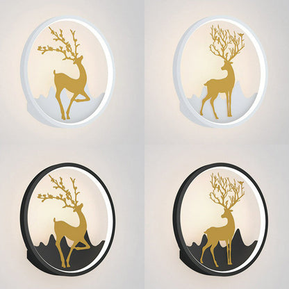 Rynx | Aluminium Ring LED Wall Mount Light Simplicity Wall Lamp Lighting with Deer Décor