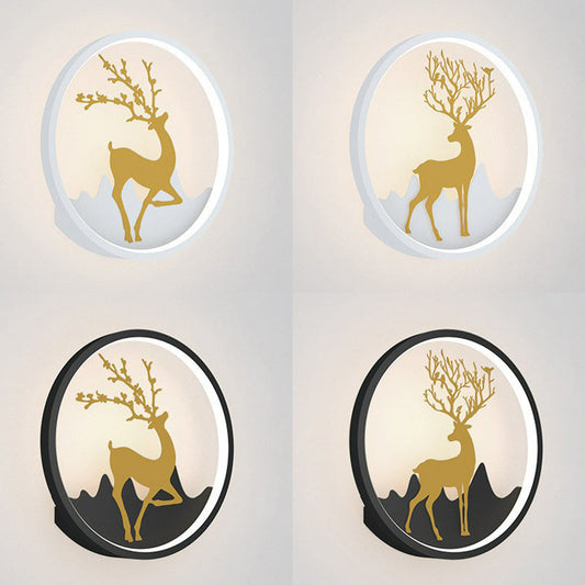 Rynx | Aluminium Ring LED Wall Mount Light Simplicity Wall Lamp Lighting with Deer Décor