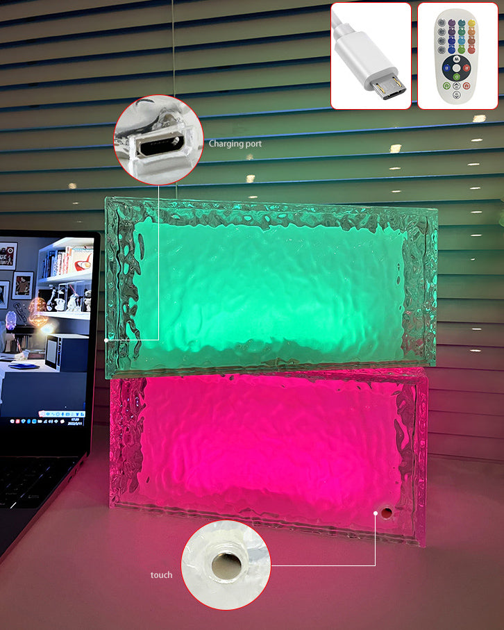 Rynx | FrostGlow RGB LED Table Lamp | Acrylic Ice Cube Design | Decorative Mood Light | Rechargeable
