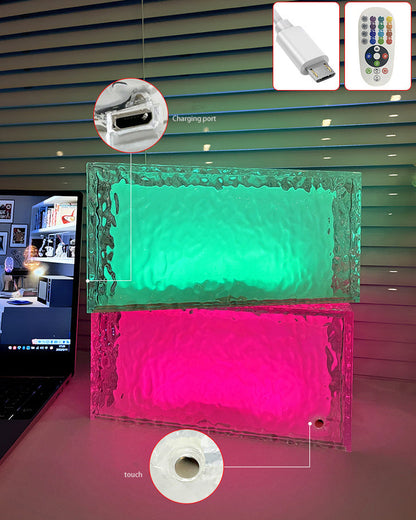 Rynx | FrostGlow RGB LED Table Lamp | Acrylic Ice Cube Design | Decorative Mood Light | Rechargeable