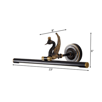 Rynx | Traditional linear wall lamp metal LED 14"/18"/23" wide brass/black bathroom sink lighting