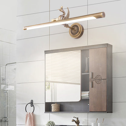 Rynx | Traditional linear wall lamp metal LED 14"/18"/23" wide brass/black bathroom sink lighting