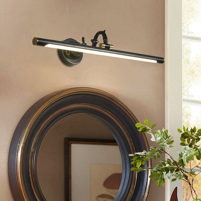 Rynx | Rotating Linear Makeup Mirror Light Metal Vintage Wall Mount Lighting in Antique Copper/Black, 14"/18"/23" W