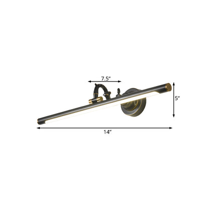 Rynx | Rotating Linear Makeup Mirror Light Metal Vintage Wall Mount Lighting in Antique Copper/Black, 14"/18"/23" W