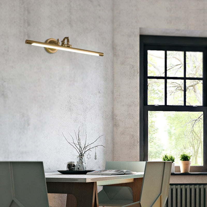 Rynx | Rotating Linear Makeup Mirror Light Metal Vintage Wall Mount Lighting in Antique Copper/Black, 14"/18"/23" W