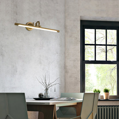 Rynx | Rotating Linear Makeup Mirror Light Metal Vintage Wall Mount Lighting in Antique Copper/Black, 14"/18"/23" W