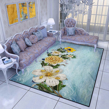 Rynx | Comfort Bedroom Rug Multi Color Plant Pattern Area Carpet Polypropylene Easy Care Machine Washable Rug