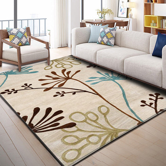 Rynx | Comfort Bedroom Rug Multi Color Plant Pattern Area Carpet Polypropylene Easy Care Machine Washable Rug