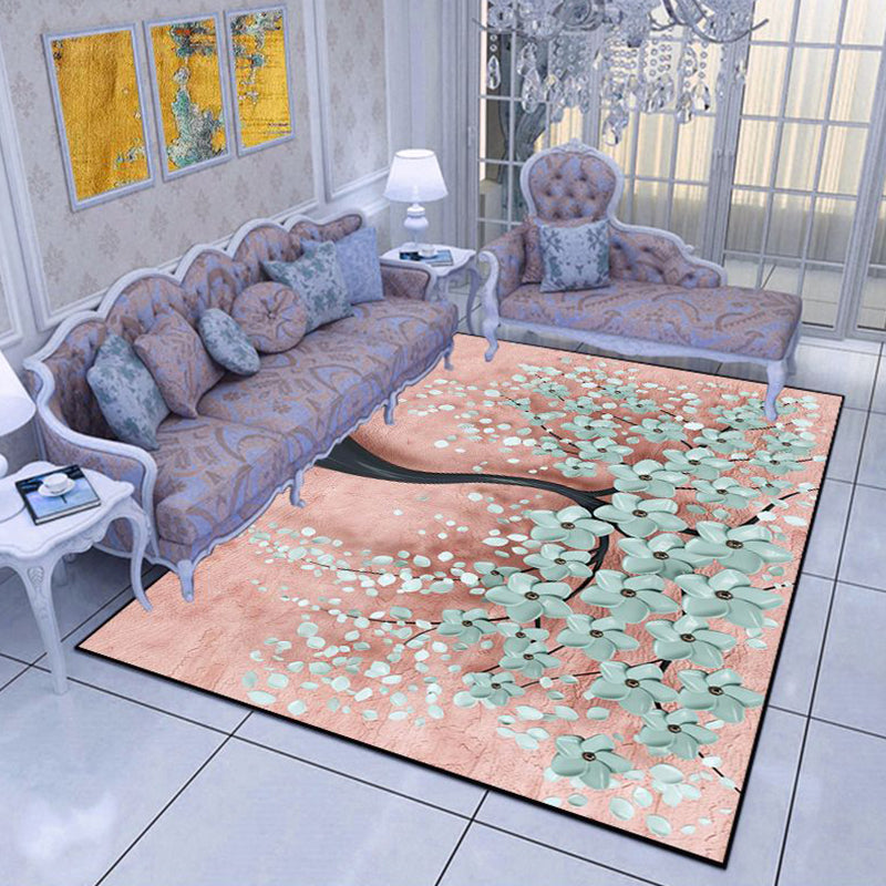Rynx | Comfort Bedroom Rug Multi Color Plant Pattern Area Carpet Polypropylene Easy Care Machine Washable Rug