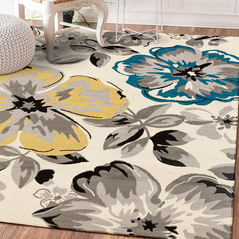 Rynx | Comfort Bedroom Rug Multi Color Plant Pattern Area Carpet Polypropylene Easy Care Machine Washable Rug