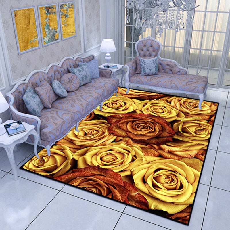 Rynx | Comfort Bedroom Rug Multi Color Plant Pattern Area Carpet Polypropylene Easy Care Machine Washable Rug