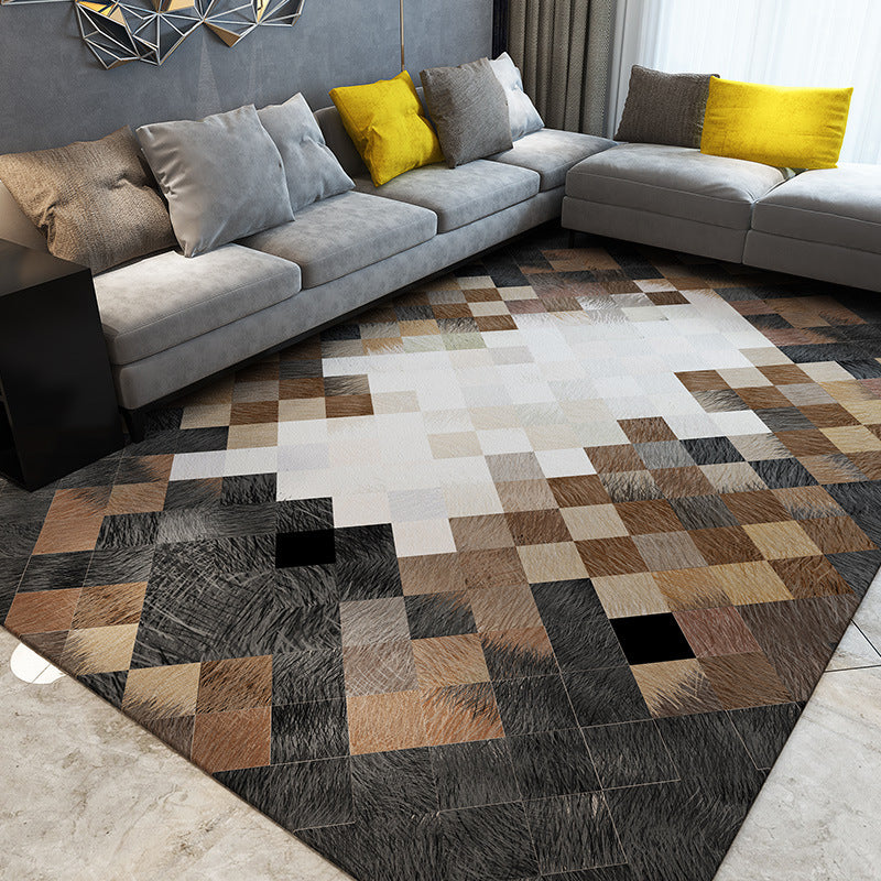 Rynx | Modern Living Room Rug Multi-Color Geometric Print Carpet Non-Slip Backing Washable Indoor Rug