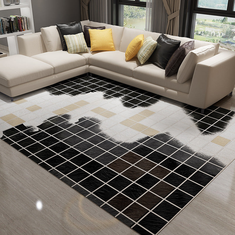 Rynx | Modern Living Room Rug Multi-Color Geometric Print Carpet Non-Slip Backing Washable Indoor Rug