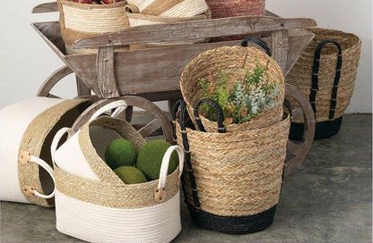 Rynx | Natural and white seagrass baskets, set of 3