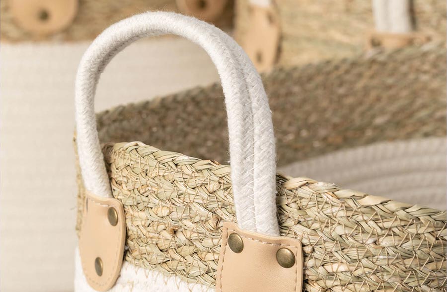 Rynx | Natural and white seagrass baskets, set of 3