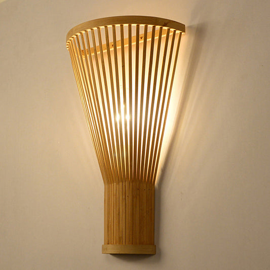 Rynx | Minimalist Tapered Wall Lamp Bamboo Single Living Room Wall Lamp Fixture in Wood