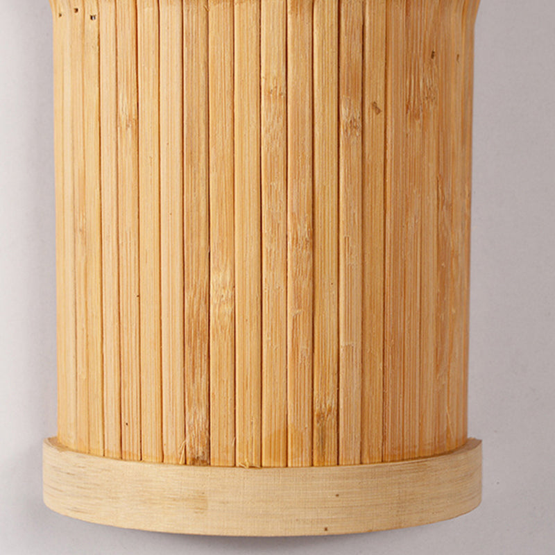 Rynx | Minimalist Tapered Wall Lamp Bamboo Single Living Room Wall Lamp Fixture in Wood