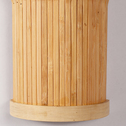 Rynx | Minimalist Tapered Wall Lamp Bamboo Single Living Room Wall Lamp Fixture in Wood